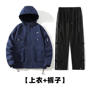秋季冲锋衣套装男户外男士休闲裤一套潮流防水A266-TZJK8019-P95图片
