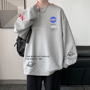 NASA华夫格卫衣圆领卫衣男长袖t恤男外套HW76243-P30加绒款-P40图片