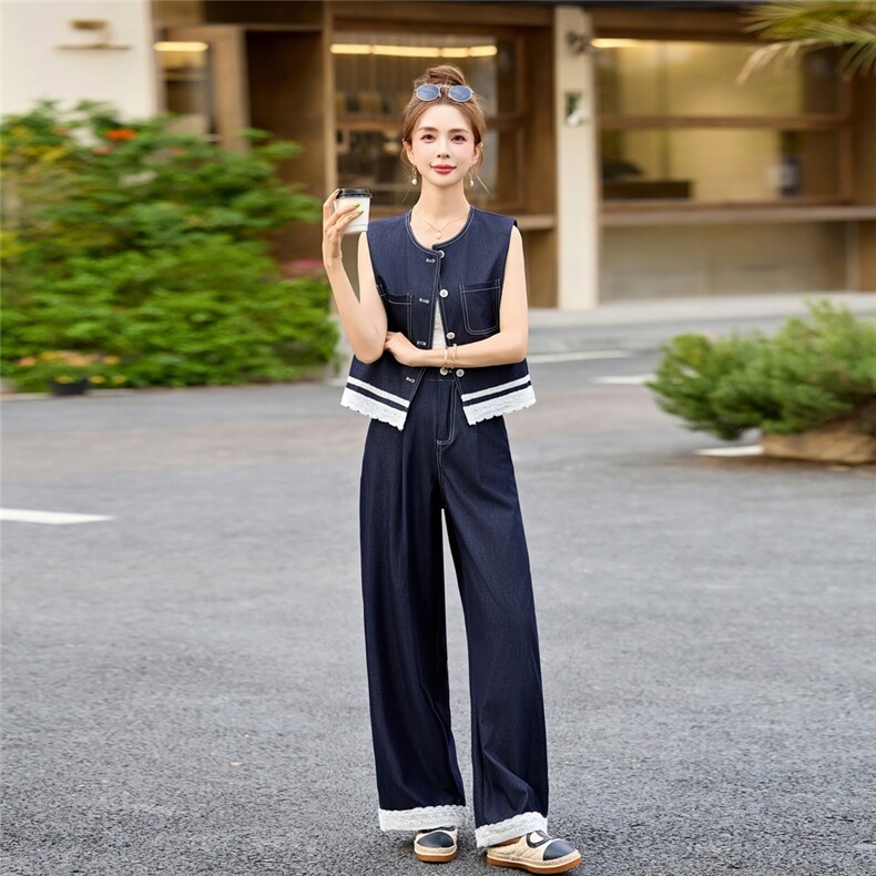牛仔套装女2025夏季新款韩系高级减龄气质时尚休闲两件套,女装套装/套裙,魅影