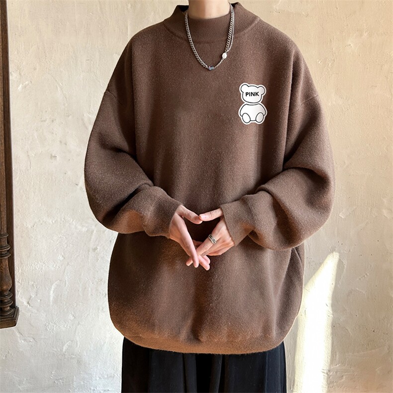 控68半高领毛衣男士大码针织衫男毛线衣男M18292-P45加绒款-P65,男装针织衫/毛衣,电商A040