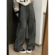 竖条纹休闲裤男女韩版潮流高街帅气百搭2025春季ins长裤K6098-P45，男装休闲裤，星座412-1