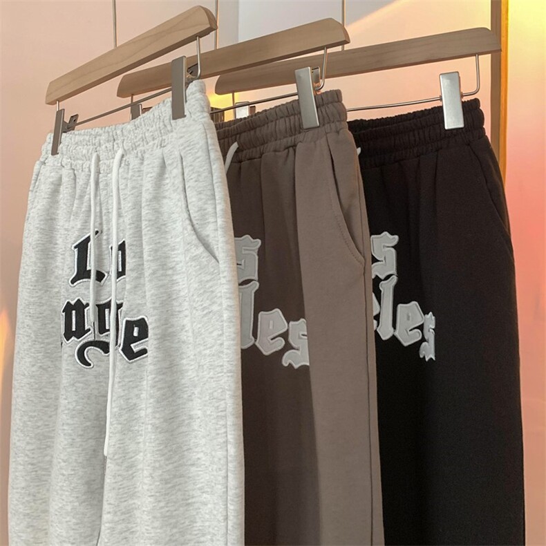 2026秋季新款美式高街字母刺绣束脚卫裤XZ604-KP84-P55控68,男装休闲裤,星座604