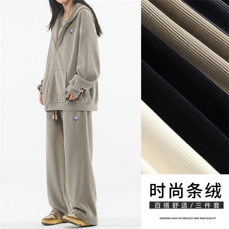 春秋中性套装三件套时尚胶标重磅条绒   SJT862-特批176图片