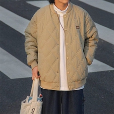 冬季新款情侣潮牌宽松菱形格棉衣日系加厚棒球领棉服外套MY8010，男装棉衣，星座208-5