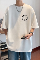 T8015P35酒店风重磅280克华夫格夏季笑脸印花高品质短袖t恤，男装T恤，电商A026-1