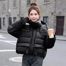 欧货显瘦短款羽绒服女2025冬季新款加厚宽松连帽小个子白鸭绒外套，女装羽绒服，意芙