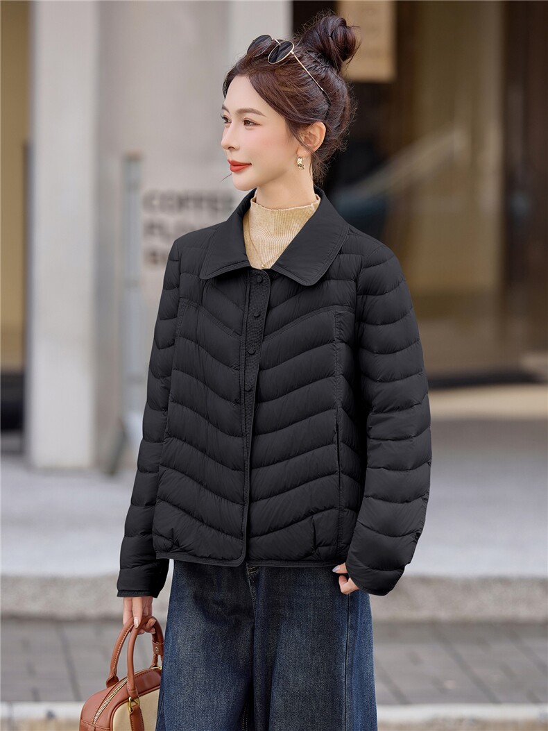 时尚短款新标90白鸭绒羽绒服女2025冬季新款轻薄保暖外套上衣,女装羽绒服,余墨