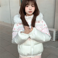 1506-1/M78181/P89女士韩系美式费尔岛兔子毛领连帽棉服，男装棉衣，星座1506-1