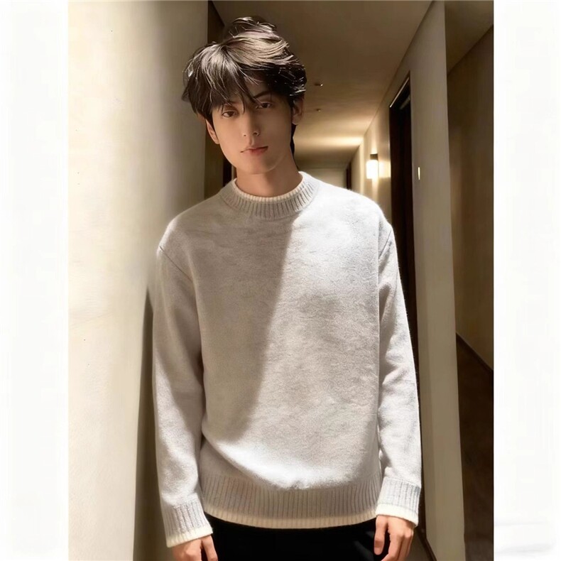 假两件毛衣男款冬季加厚成熟稳重男装内搭打底衫圆领针织衫MYZ17,男装T恤,星座516A