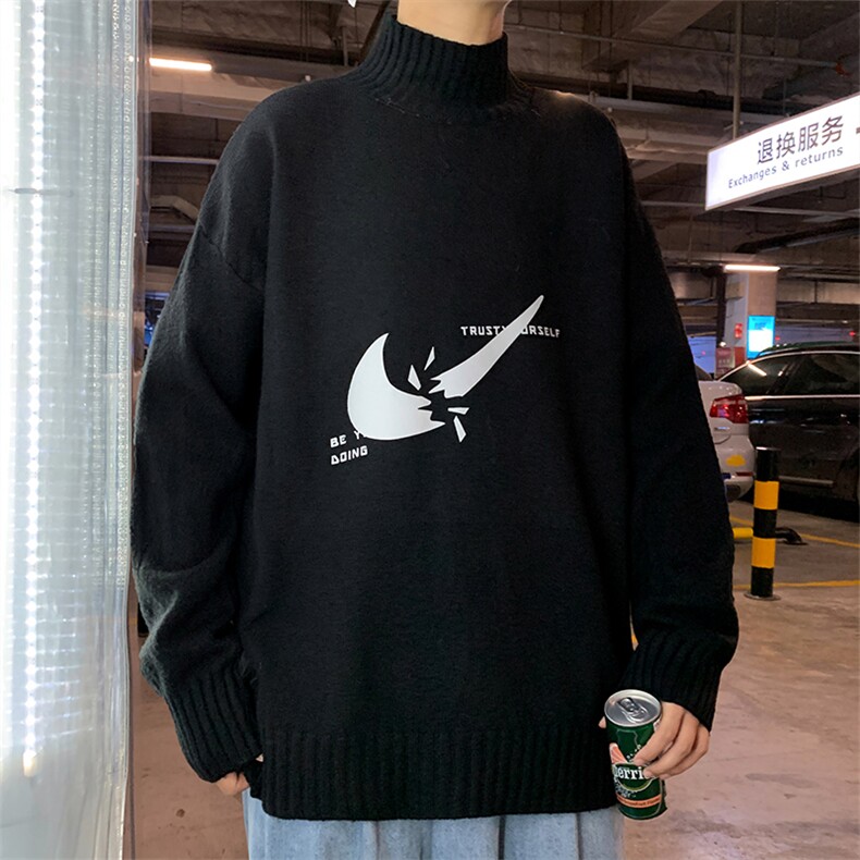 M18111-P45加绒P65半高领毛衣男士大码针织衫男毛线衣男线衫,男装针织衫/毛衣,电商A040