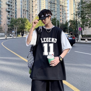 TZ05-P45港风运动套装男夏季大码潮胖人宽松休闲翻领T恤短裤图片