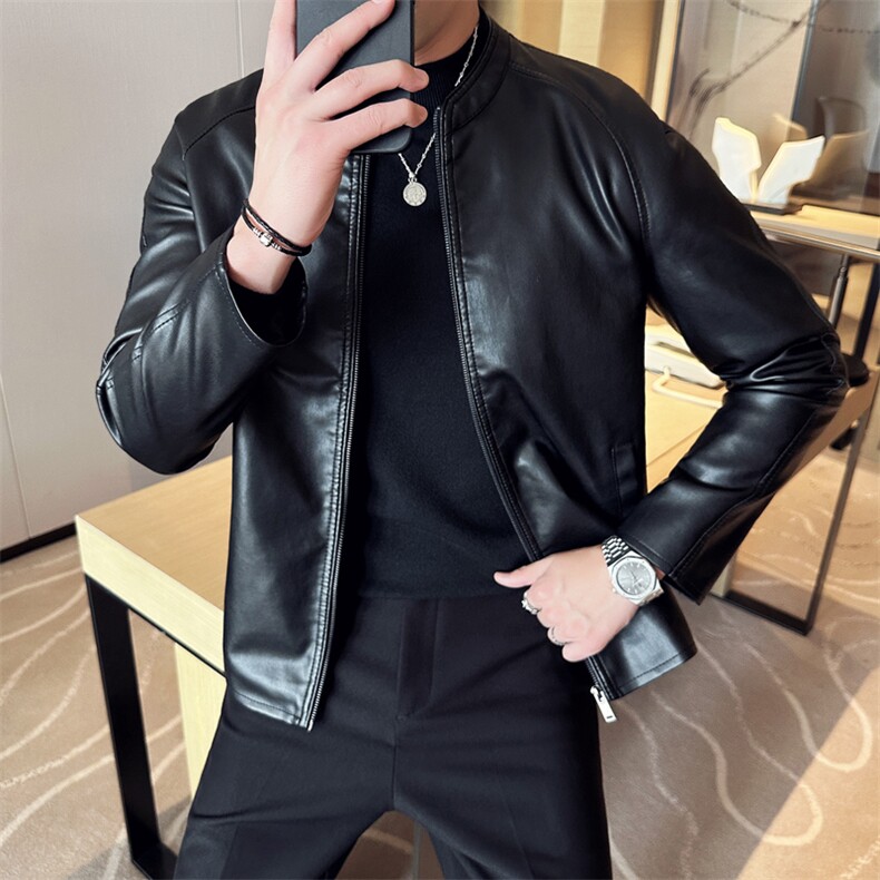 冬季男士皮衣皮夹克外套修身立领潮流帅气加厚，男装夹克，星座1508-3