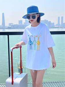 OUGNI 现货时尚重工镶钻卡通短袖T恤,女装T恤,OGENI 欧葛妮