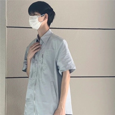 美式设计高级感衬衫男士短袖夏季款潮牌痞帅青少年生休闲衬衣外套，男装T恤，星座506A