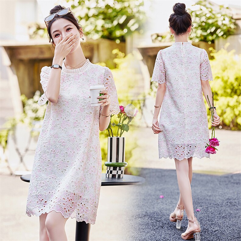 镂空蕾丝小香风连衣裙女2024新款夏季法式高级感小个子气质名媛，女装连衣裙，依路服饰