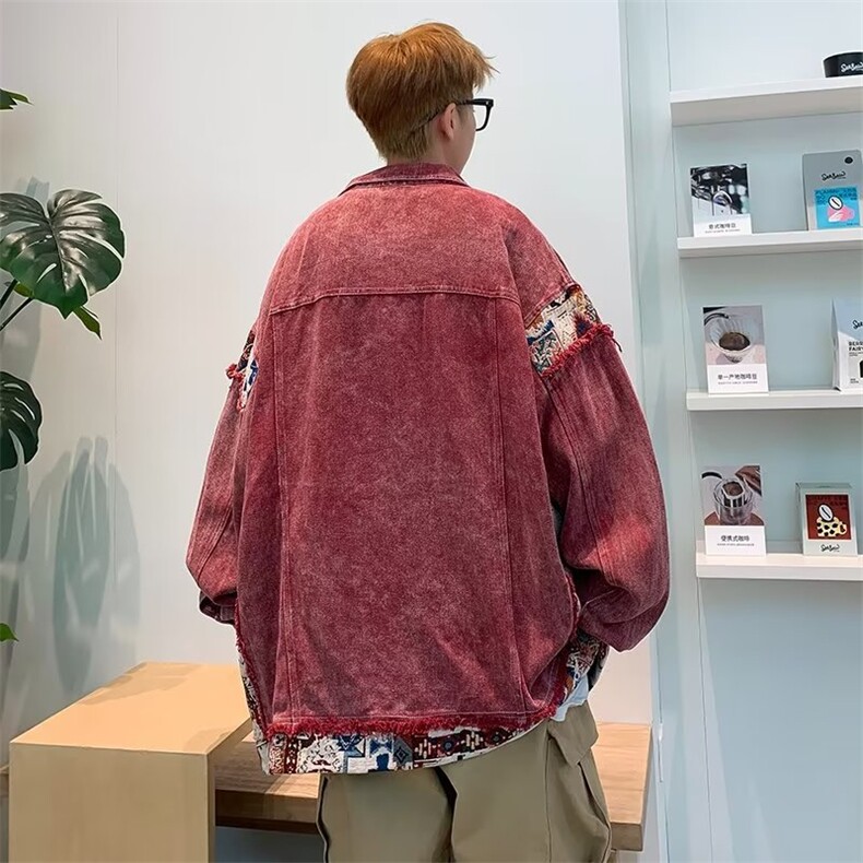 美式复古拼接牛仔外套男秋季新款设计感潮牌宽松休闲M3303-P73,男装夹克,星座1109-3