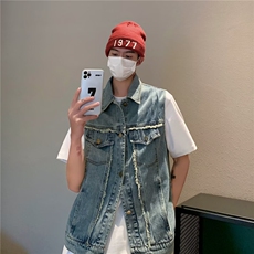 美式牛仔马甲男韩版潮流高街帅口袋2026夏季ins宽松外套W4840-P50，男装背心/马甲，星座412
