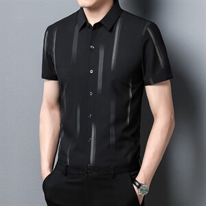 Z22023夏季青年2022男式薄款短袖衬衣修身休闲免烫透气衬衫P53,男装衬衫,电商B360