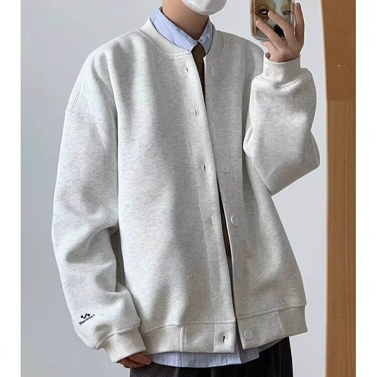 复古简约棒球服外套男生宽松百搭黑色休闲夹克秋冬上衣HHZ13P57，男装夹克，星座1013-5