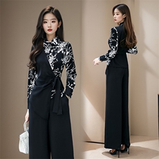 职业套装女2025年春秋新款时尚气质女神范干练工作服阔腿裤两件套，女装套装/套裙，依路服饰