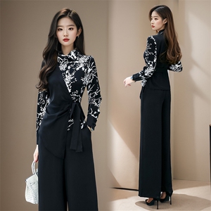 职业套装女2025年春秋新款时尚气质女神范干练工作服阔腿裤两件套图片