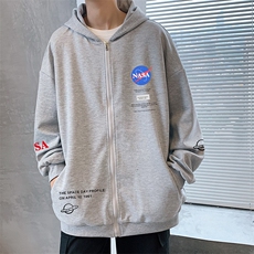 KS21243-P38NASA连帽开衫卫衣男运动外套大码班服，男装卫衣，电商A040
