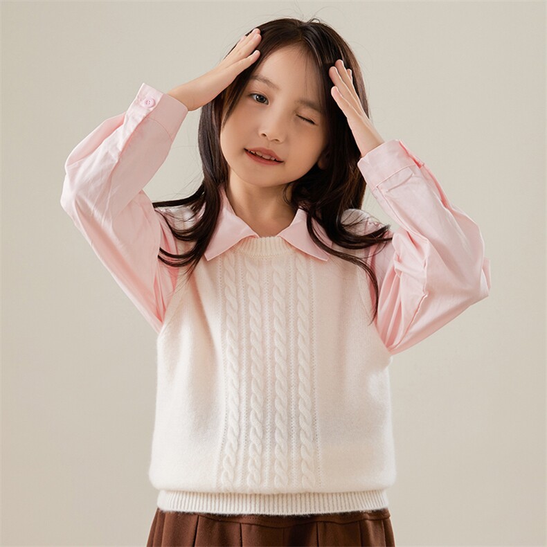 无袖四季通用常规休闲时尚百搭男女同款马甲，童装马夹/背心，贝美羊绒