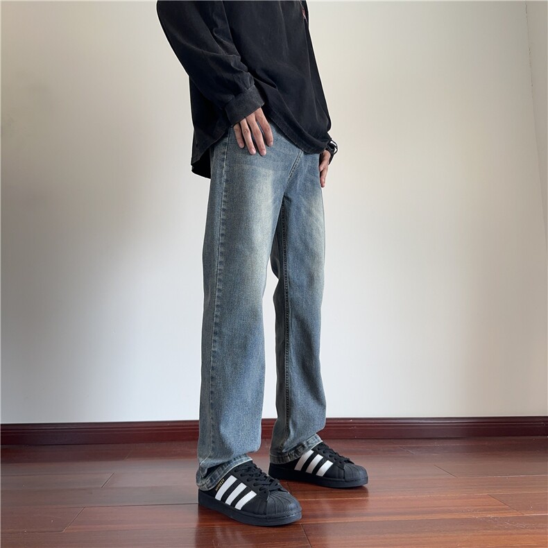 （网络图）潮牌裤子男秋季新款宽松直筒阔腿裤美式高级感男士9033，男装牛仔裤，星座302A-2