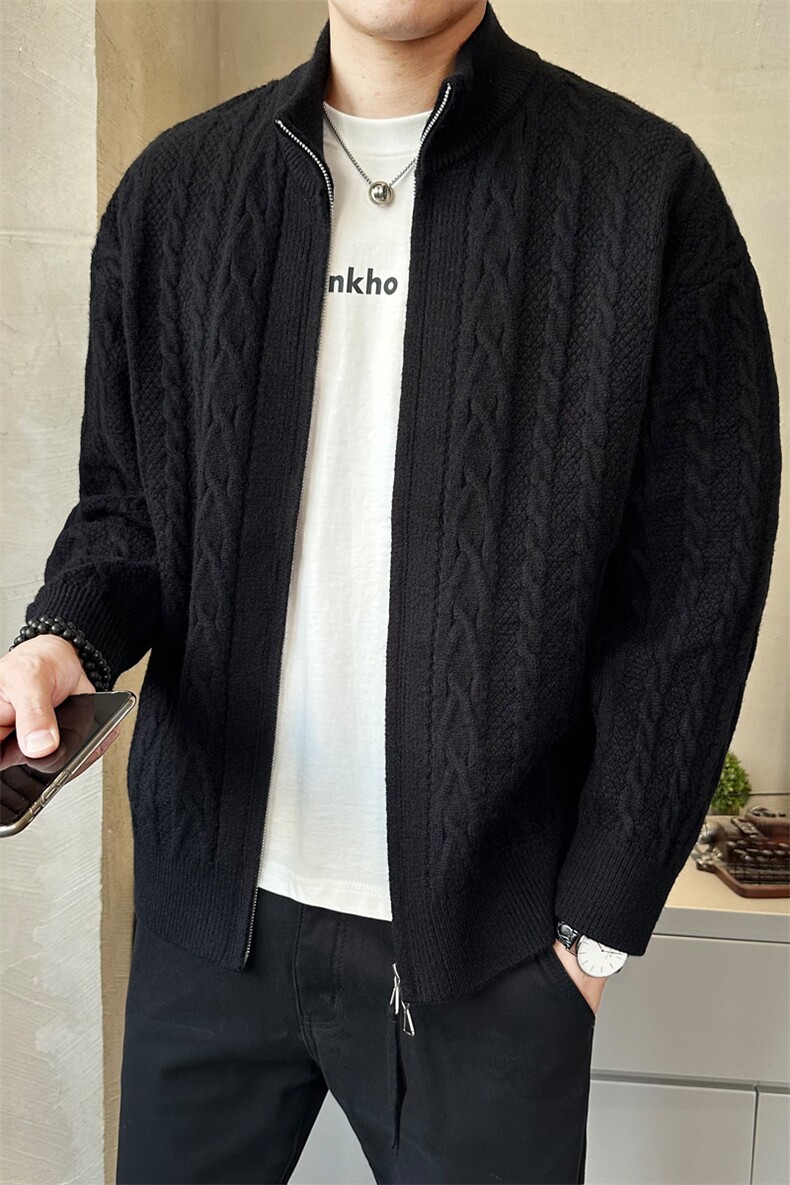 高级松弛感立领针织男士拉链开衫毛衣春秋新款上衣外套K7718-P125,男装针织衫/毛衣,电商A237