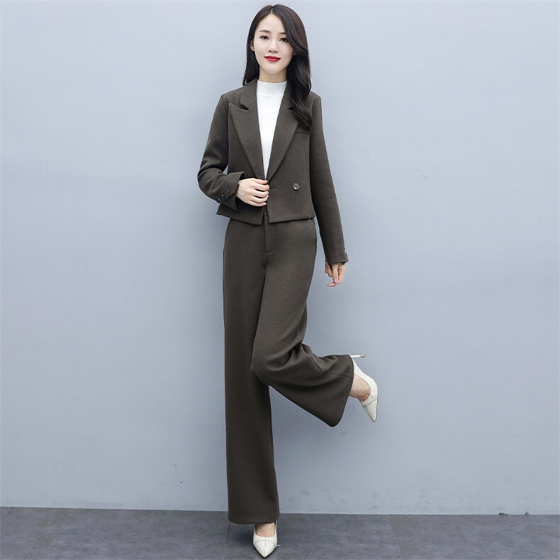 2020冬季时尚百搭复古两件套通勤气质翻领女,女装套装/套裙,贵人树