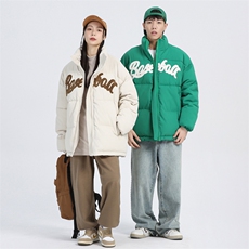 潮牌情侣2023冬季男女同款毛巾绣加厚棉衣保暖棉服MYTC157P95，男装棉衣，电商B220