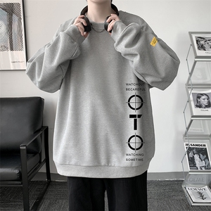 华夫格卫衣圆领卫衣男大码长袖t恤男外套 HW76114-P30加绒款-P40图片