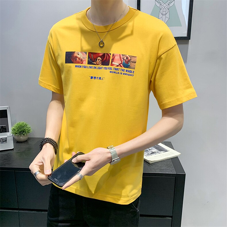 2021夏装店主风印花纯棉T恤男短袖圆领宽松t恤B248-NS9044-P35,男装T恤,电商B321-1