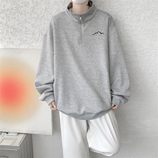 WY10146-特P47加绒特批57重磅曼巴棉半拉链刺绣大码休闲卫衣男，男装卫衣，电商A059