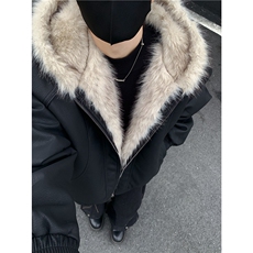 座山雕加绒加厚连帽外套冬季棉服cleanfit夹克棉衣皮毛棉袄p118，男装棉衣，电商C307