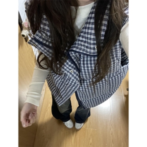 【有货】JK948CC-P75 格子马甲棉服男女加厚保暖背心外套图片