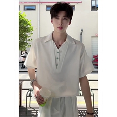 【现货】D5824-批38假两件短袖衬衫夏季潮牌中袖上衣个性polo衫，男装Polo衫，星座603-2