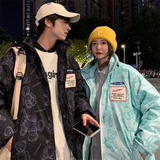 直播徳物数据款有版权小熊印花潮牌情侣学生羽绒服，男装羽绒服，星座301D-5(原星座1415）