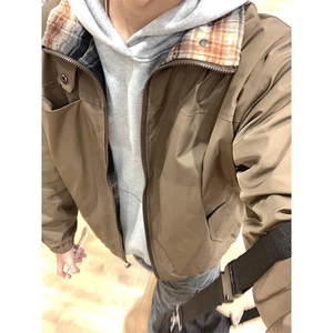复古格纹棉衣潮牌痞帅棉服双面穿外套男秋冬加厚棉袄 JM07图片