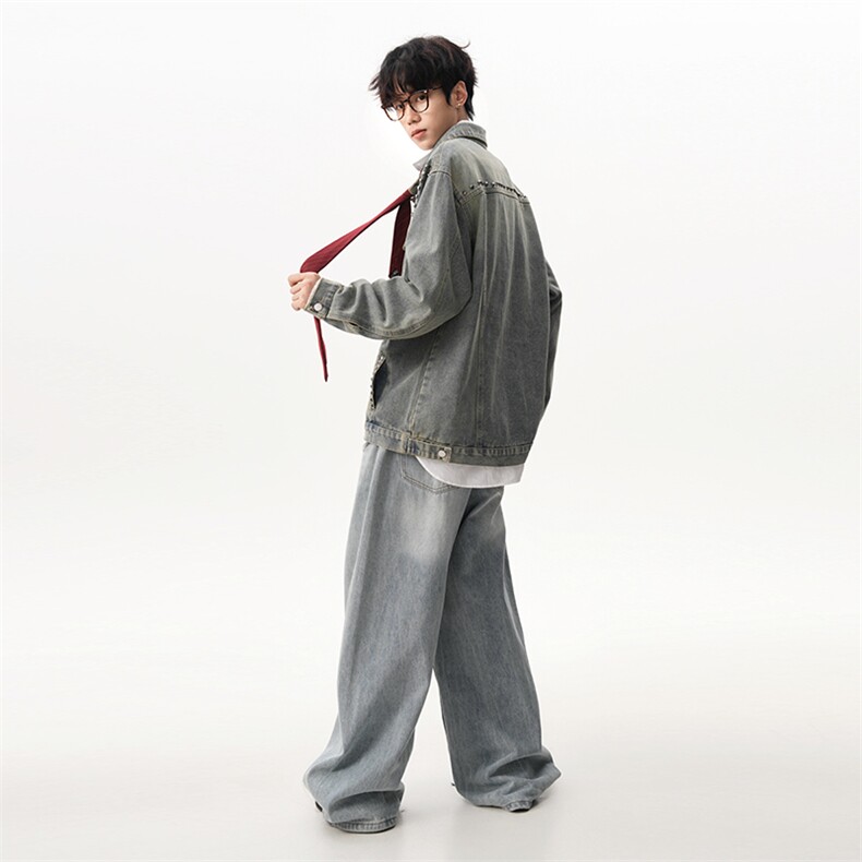 【现货】XZ1218(原611-3)WT8644特价P65美式个性铆钉牛仔外套,男装工装外套,星座1218（原611-3）