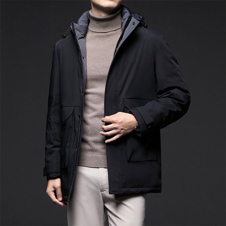 羽绒服男冬季加厚保暖上衣2023年新款中年男士商务休闲连帽外套图片