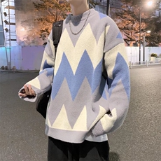 秋冬圆领毛衣男慵懒风宽松休闲针织衫ins潮牌拼色毛线衣MY507-P45，男装针织衫/毛衣，星座1008-1