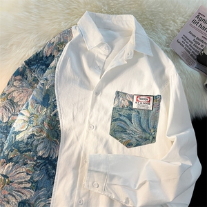 港风风花型长袖衬衫大码M-5XL情侣潮长袖衬衫男CS7714P60控图片