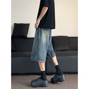 夏季牛仔短裤男 美式高街裤子痞帅宽松休闲DK081/P43图片
