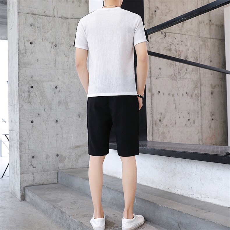 夏季短袖T恤套装男韩版两件套宽松男装纯棉半截袖inT778-P42,男装休闲套装,星座1206（原A206）