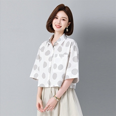 2025年夏新款文艺印花款上衣宽松休闲款纯棉，女装衬衫，秋牧寒烟