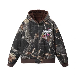 网图连帽牛仔棉服迷彩树枝座山雕加绒夹克外套 A025-RJ1064-P165图片