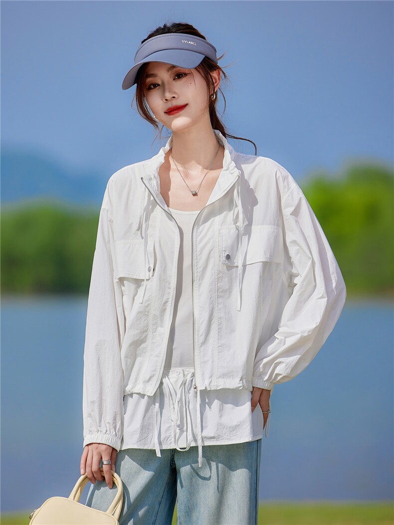 现货2026夏季新款时尚两件套城市户外宽松型休闲妈妈轻薄短外套,女装防晒衣,靓衣阁