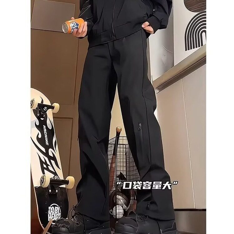 黑色防水冲锋裤男夏季潮牌高街休闲春秋美式vibe户外运动登山长裤,男装休闲裤,星座506A
