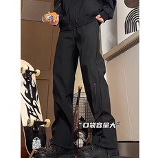 黑色防水冲锋裤男夏季潮牌高街休闲春秋美式vibe户外运动登山长裤，男装休闲裤，星座506A